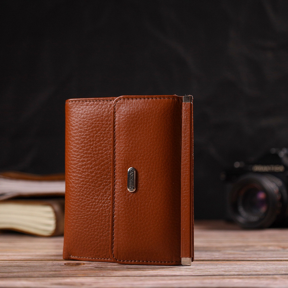 Удобный кошелек для женщин среднего размера из натуральной кожи флотар Коричневый (CANPELLINI) Киев - изображение 2