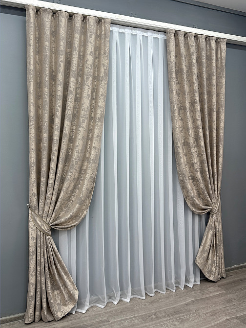 Комплект готових штор VR-Textil Жакард Sultan XO № 1143ш Капучіно 150х270 см 2 шт (30-958) Київ - фото 3