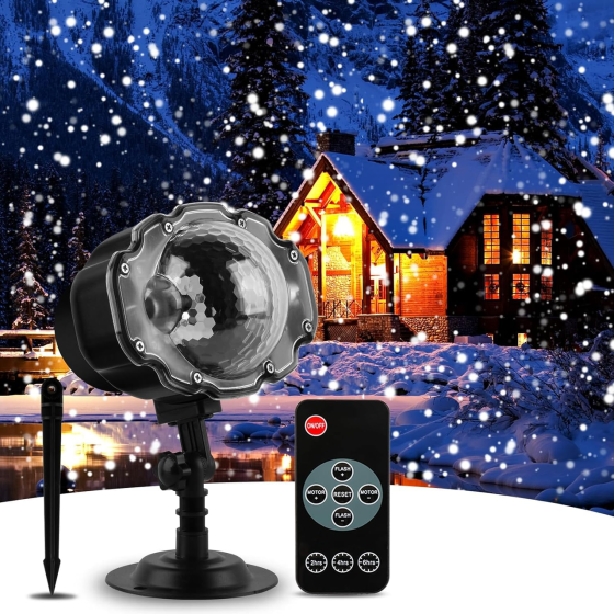 Світлодіодний проектор сніжинок Snowflake Lamp IP65, LED різдвяна ілюмінація для дому та вулиці, пульт, таймер, водонепроникний Київ