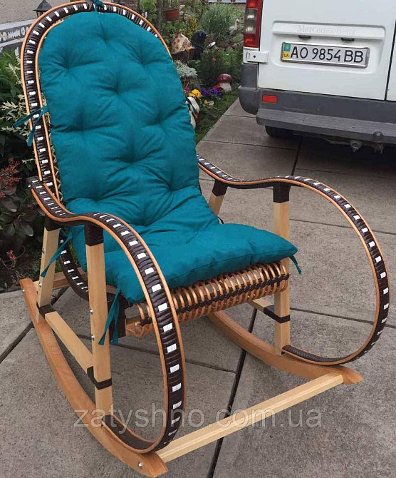 Кресло качалка из ротанга  | кресло-качалка с накидкой  | качалка с подушкой на подарок Киев - изображение 2