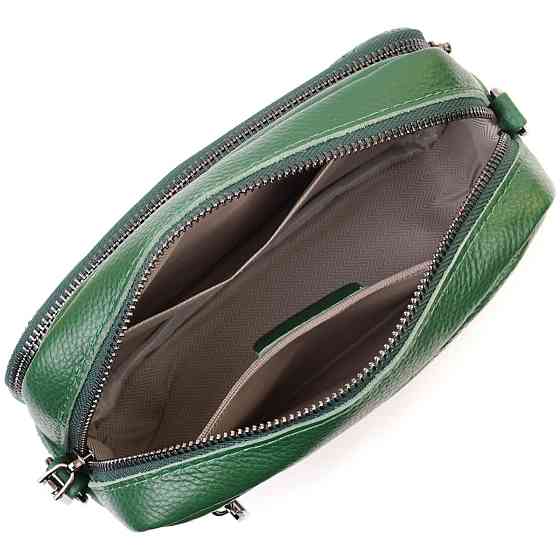 Невелика жіноча сумка прошита ромбами на лицьовій стороні з натуральної шкіри Зелена (Vintage) Київ