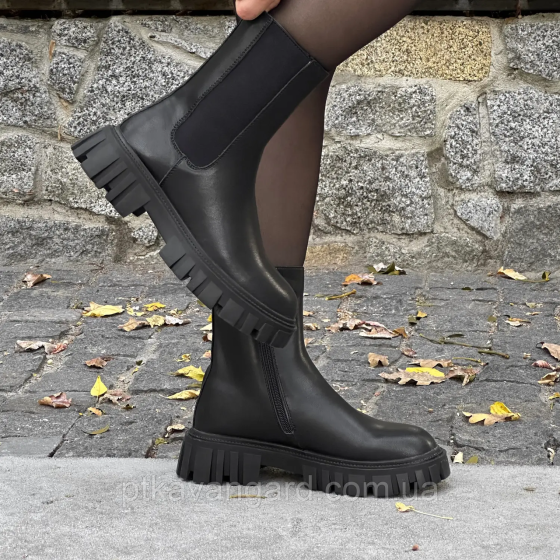 Ботинки женские Челси из натуральной кожи с застежкой демисезонные, размер 41 черный Хмельницкий