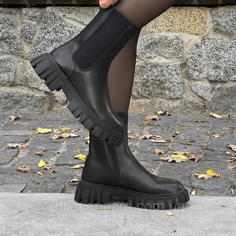 Ботинки женские Челси из натуральной кожи с застежкой демисезонные, размер 41 черный Хмельницкий - изображение 3