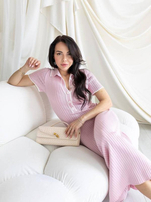 Жіноча довга сукня-поло у стилі олд мані трикотаж рубчик Одеса - фото 9