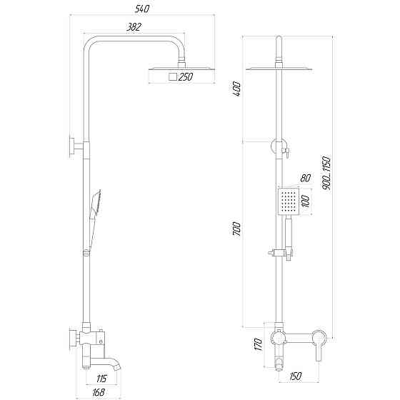 Душевая система Globus Lux ALPEN SBT1-SQ-02-304 (000021907) Киев