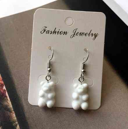 Детские серьги мишки, белые - размер 1,6*1см, смола Киев