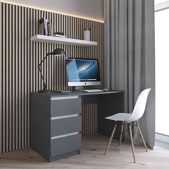 Комп’ютерний стіл VAYS R-13, письмовий з тумбою зліва, 3 шухляди, без ручок, ЛДСП, 120×60×75 см - для дому та офісу Львів