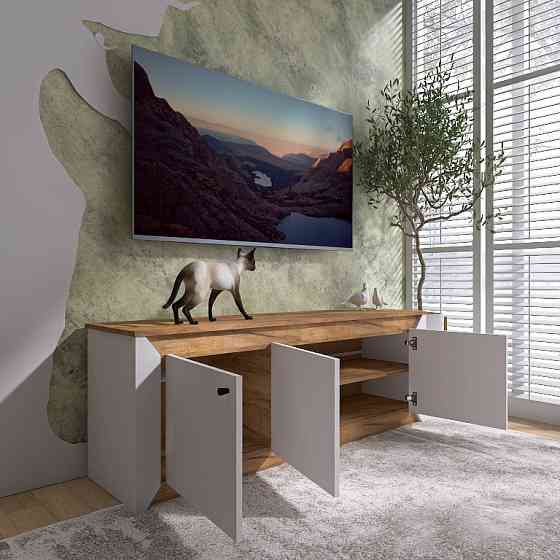 Тумба под телевизор Эверест Нордик ТВ-1500 Белый + Дуб крафт золотой (DTM-5541) Днепр