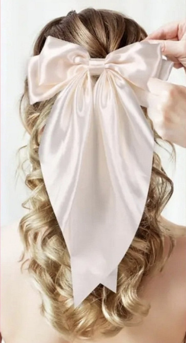 Заколка-автомат "Бант" 18х35 см Молочний Сміла - фото 3