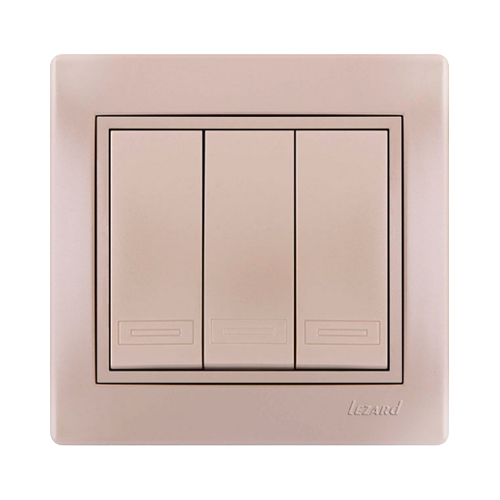 MIRA перлинно-білий перламутр Вимикач внутрішній 3кл зі вставкою Лезард Житомир