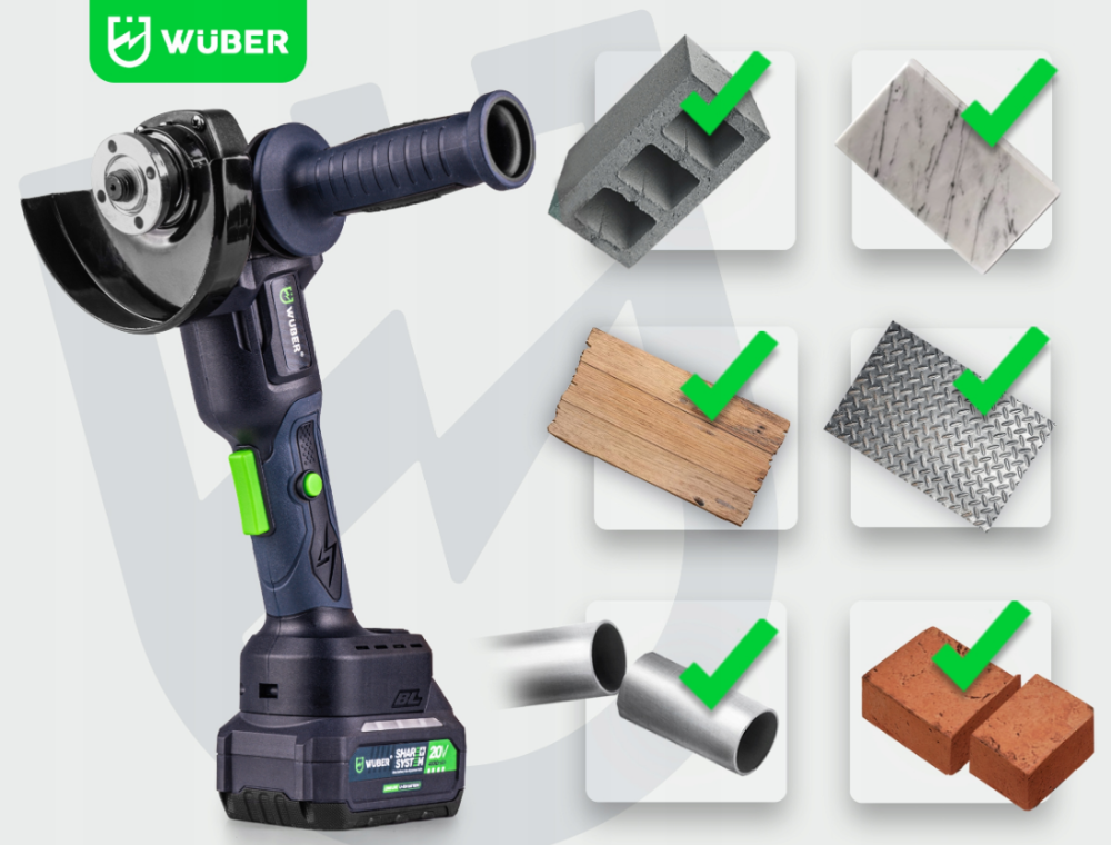 Болгарка (вуглецева шліфмашина) Wuber + 2 акумулятори + зарядний пристрій DIAX (Польща) Київ - фото 8