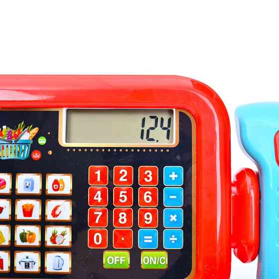 Дитячий ігровий касовий апарат 6178F калькулятор, сканер, звук, світло, кошик Вінниця