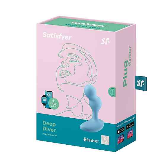 Анальная смарт-пробка с вибрацией Deep Diver, голубой цвет Satisfyer (Германия) Sex Aura Киев