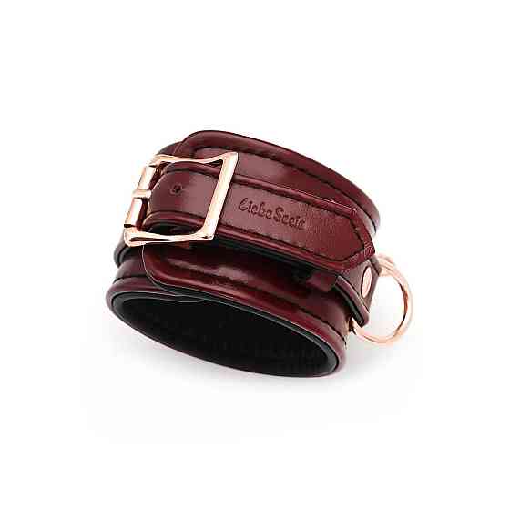Шкіряні поножі Liebe Seele Wine Red Ankle Cuffs, знімний ланцюжок-кріплення Sex Aura Київ