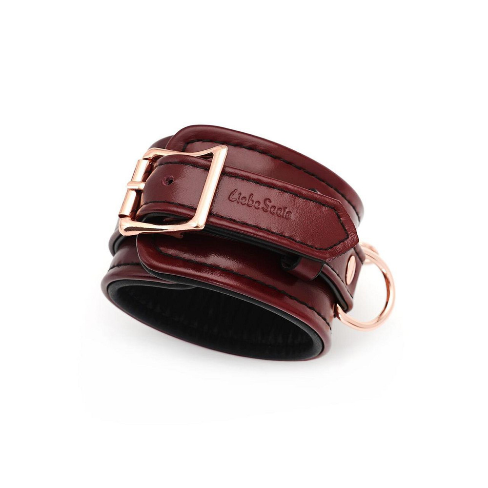 Шкіряні поножі Liebe Seele Wine Red Ankle Cuffs, знімний ланцюжок-кріплення Sex Aura Київ - фото 3