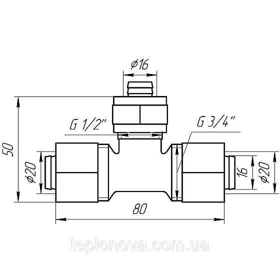 Тройник промежуточный APE 731 L 20x16x20 ITALY Черновцы