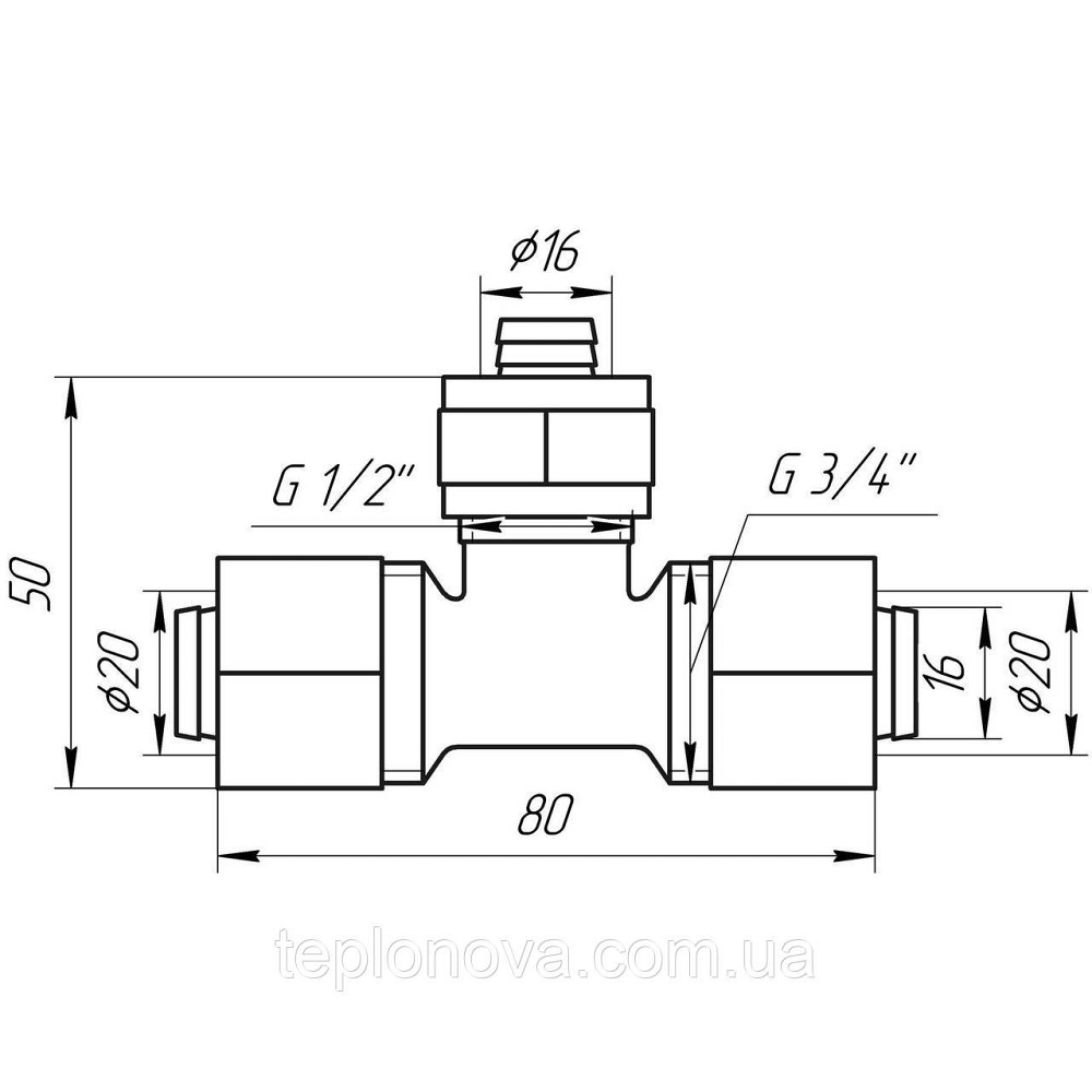 Трійник проміжний APE 731 L 20x16x20 ITALY Чернівці - фото 2
