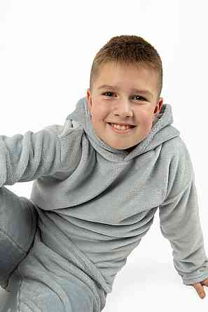 Пижама подростковая,  теплая,светло-серая,  велсофт, топ Киев