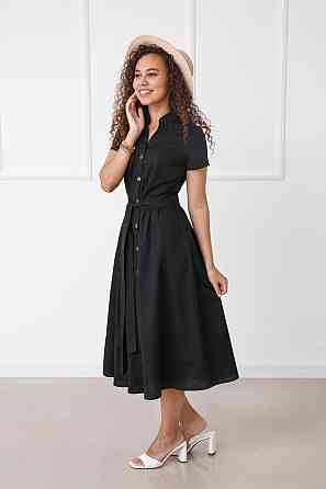 Довга котонова сукня на гудзиках "Lesley" оптом | Норма Чорний, 46-48 Київ