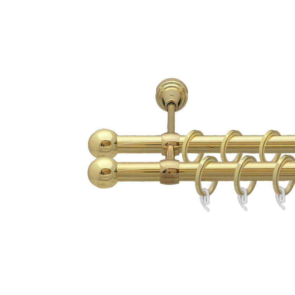 Карниз Orvit Куля Болонь металевий дворядний литий гладка труба кільце фасонне металеве  Золото 19\19 мм 300 см (00-00009461) Львів - фото 1