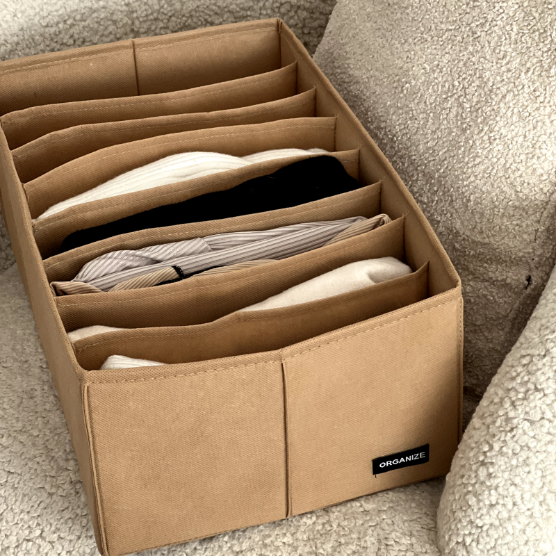 Ящик для зберігання на вісім відділень 40х25х16 см HY-40-Bezh (Бежевий) Суми - фото 1