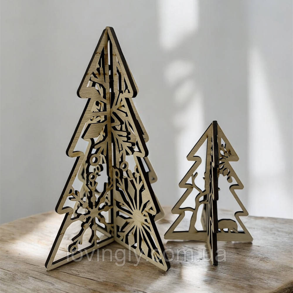 Новогодний декор - деревянные елки из фанеры, набор 2 шт Ирпень - изображение 1