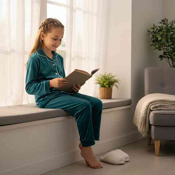 Дитяча велюрова тепла піжама дві кишені Смарагд б/к 134-140 Харків