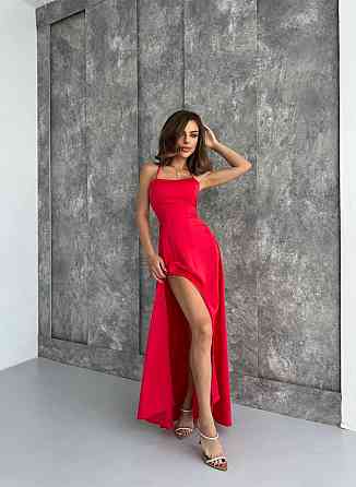 Женское праздничное элегантное платье с открытой спинкой костюм Армани Красный, 46/48 Одесса