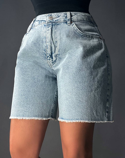 Шорты женские джинсовые It’s Basic 4015 средней длины с бахромой голубые, голубой, 42, 42, 87 см, 120 см Киев - изображение 7