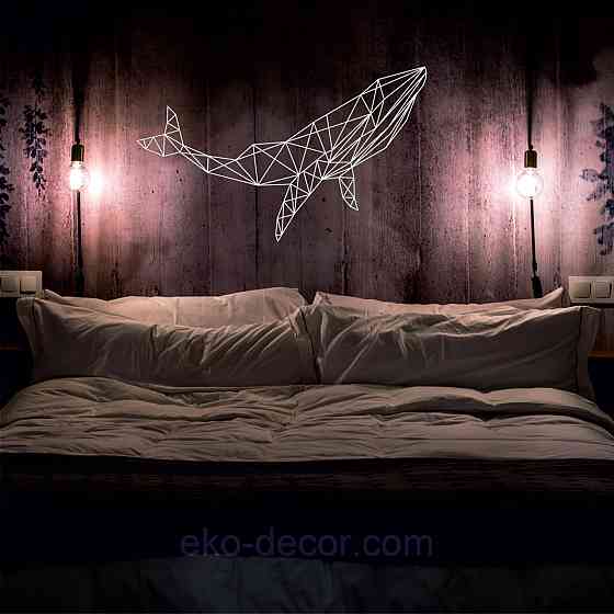 Декоративное настенное Панно «Кит», Декор на стену 50*30 см, Белый Киев