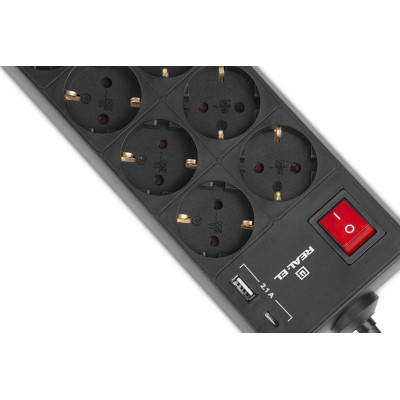 Сетевой фильтр питания REAL-EL RS-PROTECT 805 3m, black (EL122300043) Винница - изображение 9