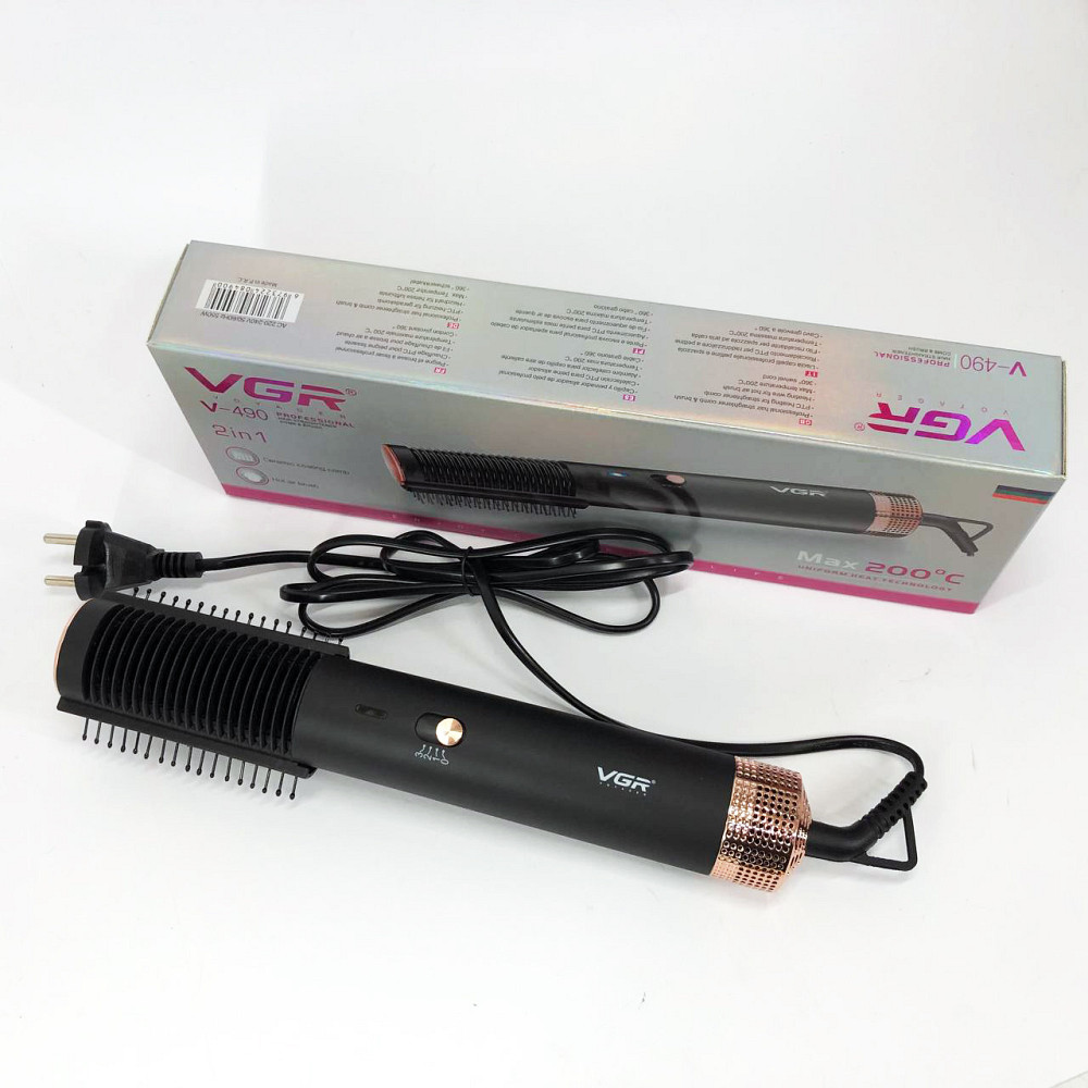 Фен-щітка з насадкою для укладання VGR V-490, Фен з режимом захисту волосся, Фен для волосся від мережі ZD-98 Івано-Франківськ - фото 1