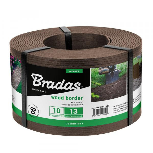 Пластиковий бордюр для газону 13см 10м коричневий WOOD BORDER Bradas, Польща Одеса - фото 1