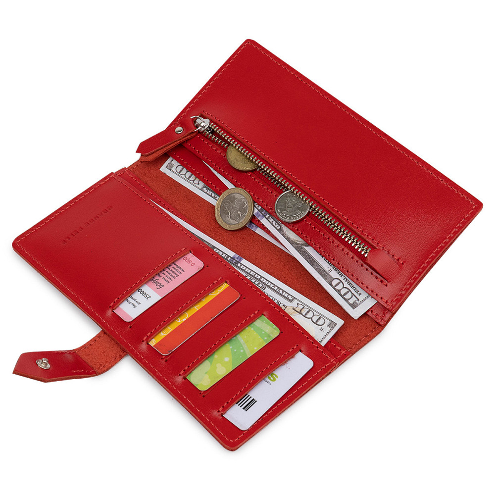 Шкіряне жіноче портмоне GRANDE PELLE 11516 Червоний Київ - фото 6