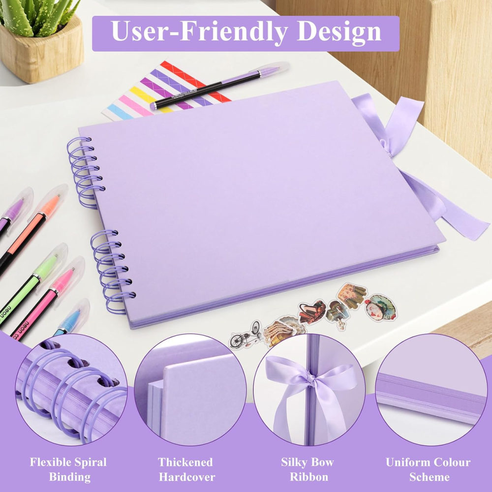 Фотоальбом DazSpirit для скрапбукинга на 80 страниц, твердая обложка, альбом воспоминаний DIY, фиолетовый Киев - изображение 5