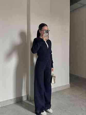 Женский базовый повседневный костюм, двойка, турецкая ангора. Темно-синий, 42/44 Одесса