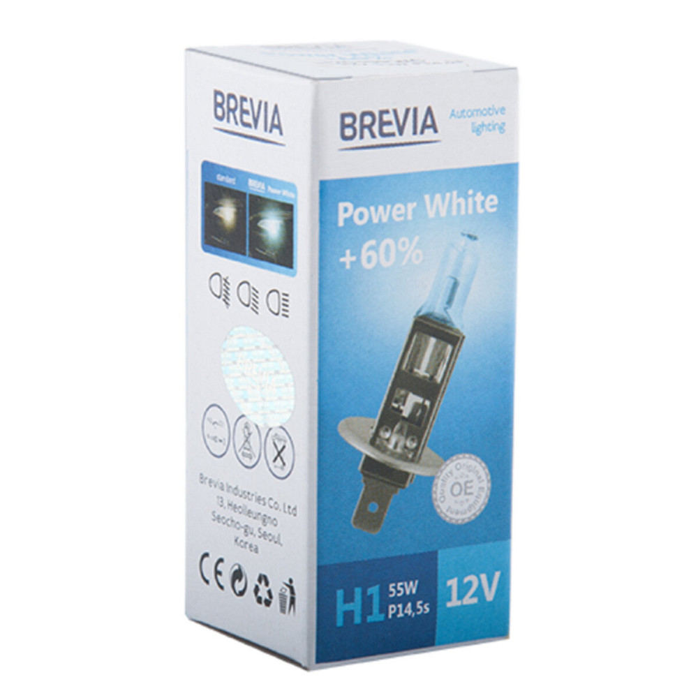 Галогенова лампа Brevia H1 12V 55W P14,5s Power White +60% 4300K CP Киев - изображение 1