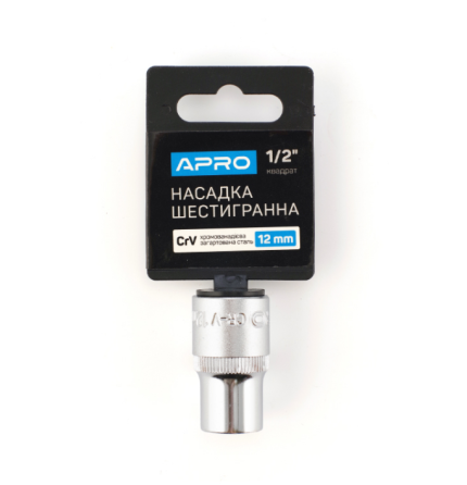 Насадка шестигранна 1/2" 12 мм CrV APRO Житомир