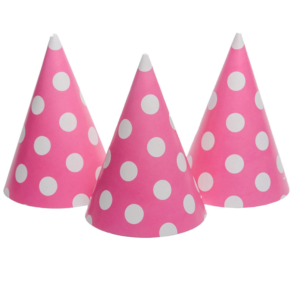 Ковпак святковий "Горошок рожевий" 7003-0011, 15см, в упаковці 20 шт Вінниця - фото 1