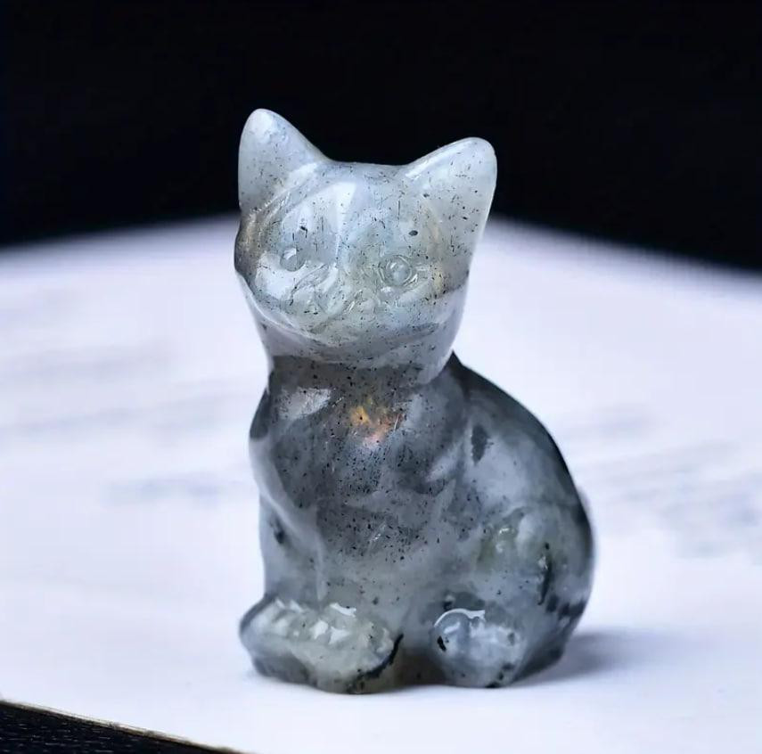 Фигурка кота из натурального лабродарита, 35 мм. Декоративная фигурка из натурального лабродарита. Киев - изображение 1