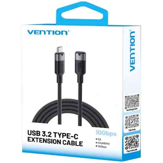 Кабель продовжувач USB 3.2 Gen2 Type-C M-F 1.0 м 100W 10Gbps 4K60HZ  Vention Вінниця