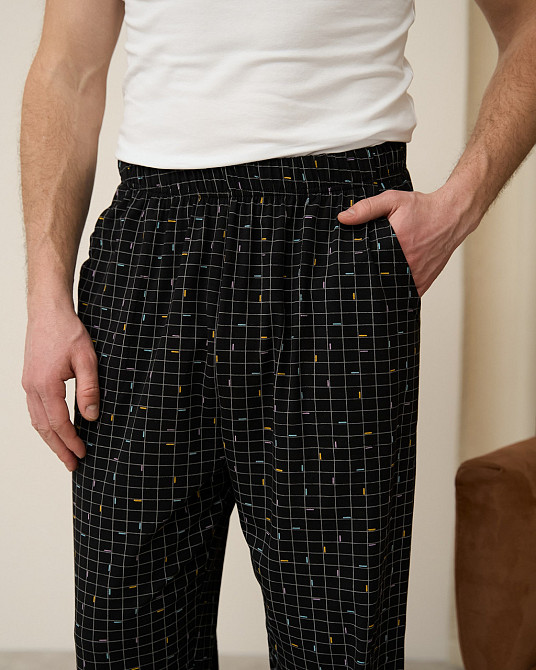 Мужские пижамные штаны - темно-синие в клетку Tom John 2002Ш XL Киев - изображение 5