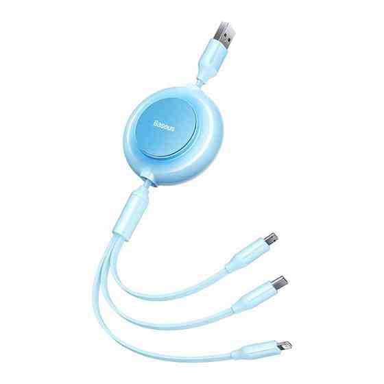 Кабель 3 в 1 USB / M+L+C Baseus Bright Mirror 2 Series висувний швидка зарядка та передача даних 3.5A 1.1m Sky CAMJ010017 Одеса
