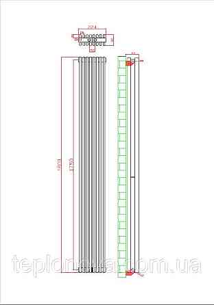 Дизайнерский радиатор 1800/224 (мм) черный мат IDEALE GIULIA (универсальное подключение) 12 8/1800/224 Черновцы