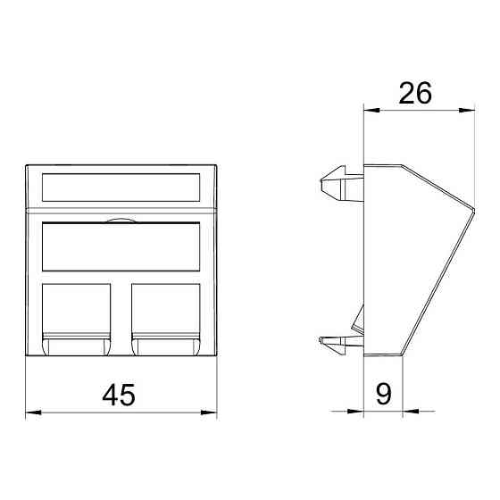 Інформаційна панель кутова OBO Bettermann 45 х 45 мм 2 RJ45 пуста біла Киев