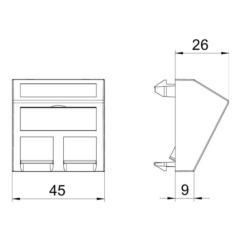 Інформаційна панель кутова OBO Bettermann 45 х 45 мм 2 RJ45 пуста біла Киев - изображение 2