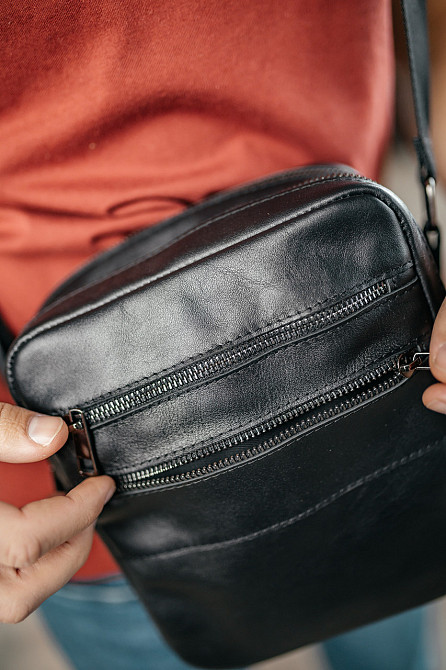 Мужская каркасная барсетка, Вместительная сумка из натуральной кожи, Кожаный мессенджерMasterSem Киев - изображение 2