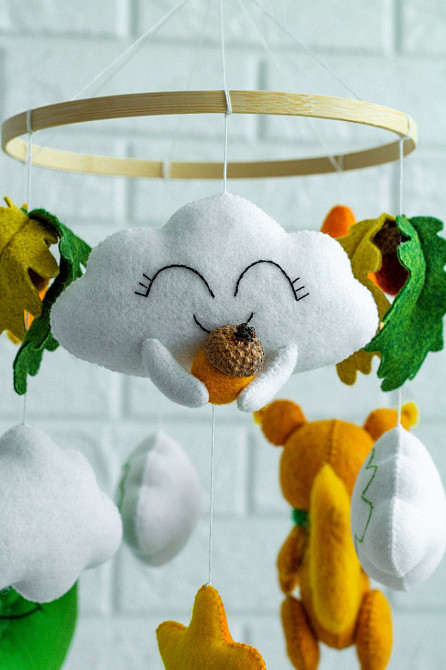 Дитячий музичний мобіль на ліжечко для немовлят WooolyWool «Білочка» з 35 мелодіями Київ - фото 2