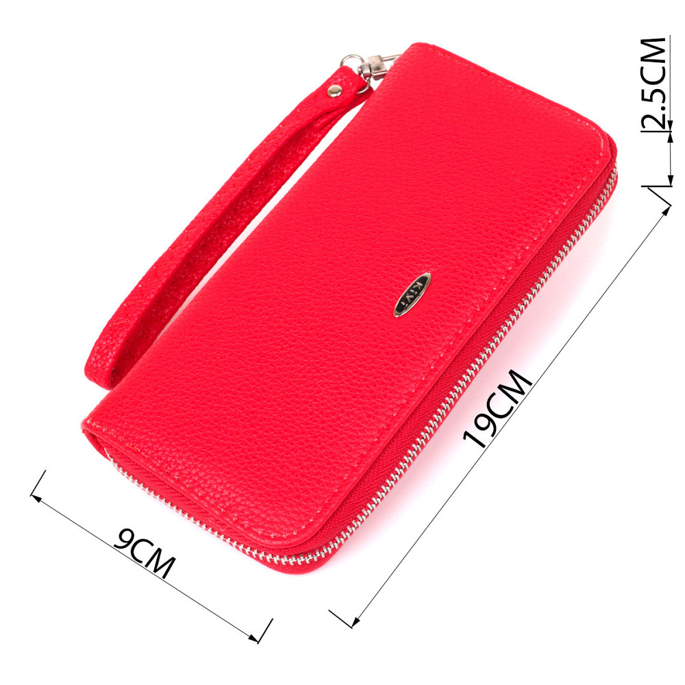 Кошелек женский на одну молнию из экокожи флотар KIVI 19018 Ярко-красный Киев - изображение 4