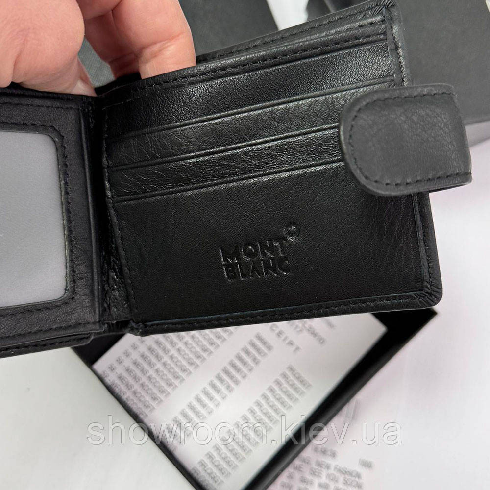 Чоловічий шкіряний гаманець на кнопці Montblanc (2081) подарункова упаковка Київ - фото 9